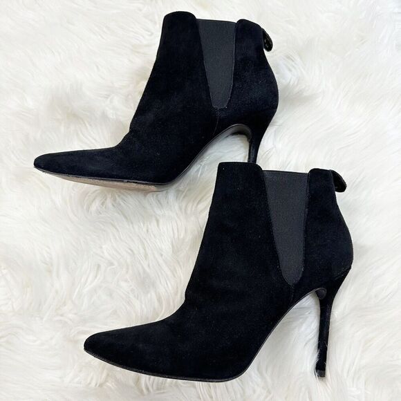Stuart Weizman Womens Black Suede Booties Boots Size 6 Stiletto Heel Luxury - Picture 1 of 10